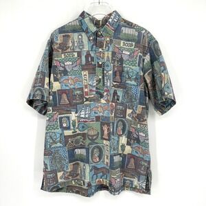 Vtg Reyn Spooner Shirt Mens XL 2002 4th of July Americana Hawaiian USA History